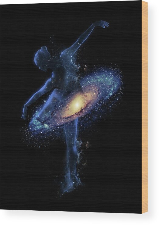Cosmic Dance Wood Print featuring the painting Cosmic Dance by Robert Farkas
