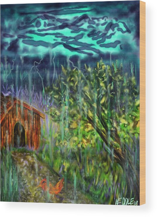 Country Wood Print featuring the digital art Country Storm by Angela Weddle