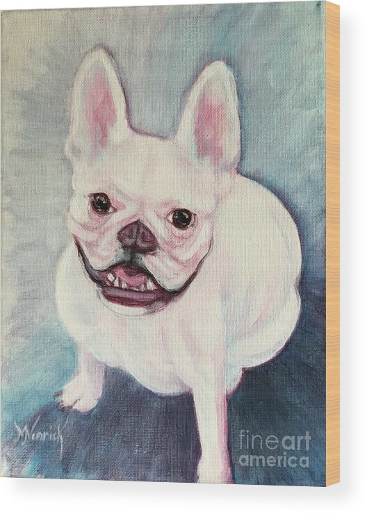 Dog Wood Print featuring the painting Cutie by M J Venrick