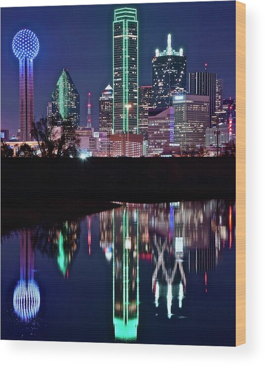 Dallas Wood Print featuring the photograph Dallas Lights by Frozen in Time Fine Art Photography