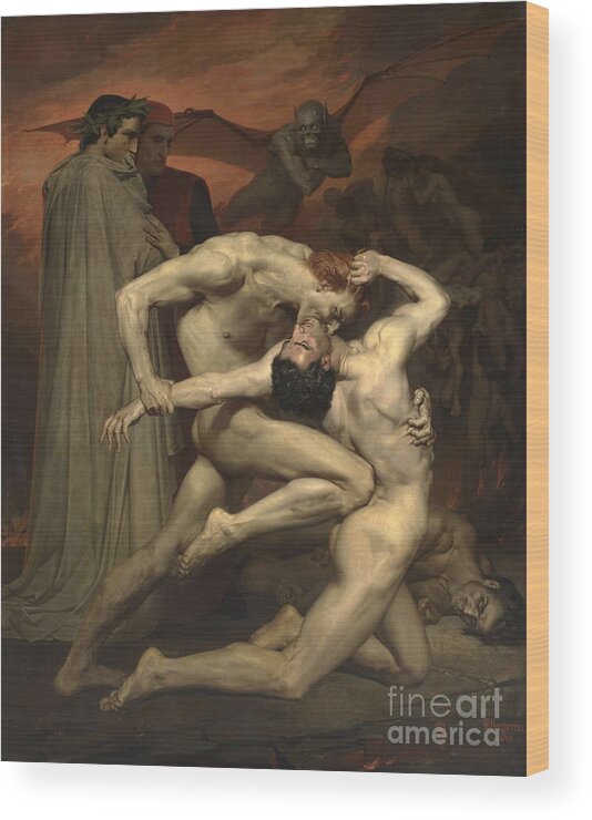 Oil Painting Wood Print featuring the drawing Dante And Virgil In Hell. Artist by Heritage Images