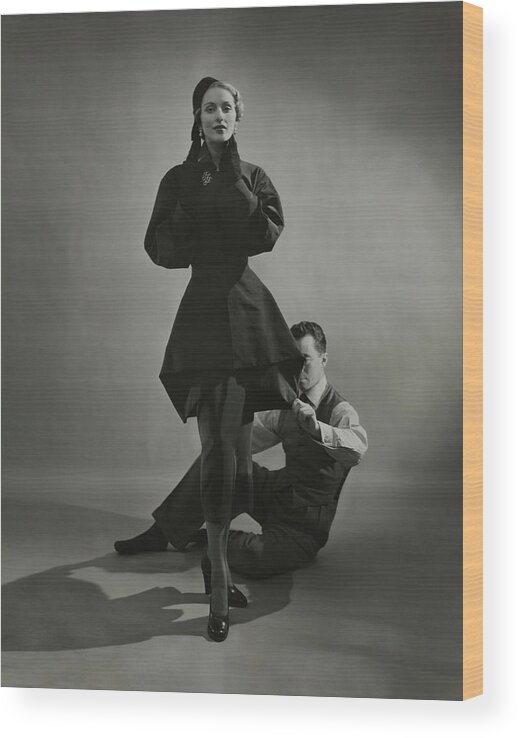 #new2022vogue Wood Print featuring the photograph Designer Charles James With A Model by Cecil Beaton