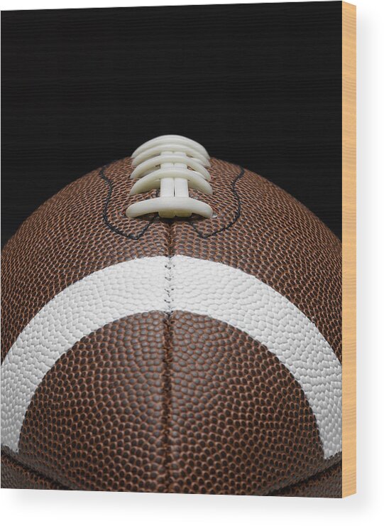 American Football Wood Print featuring the photograph Detail Of Football And Laces by Jeffrey Coolidge