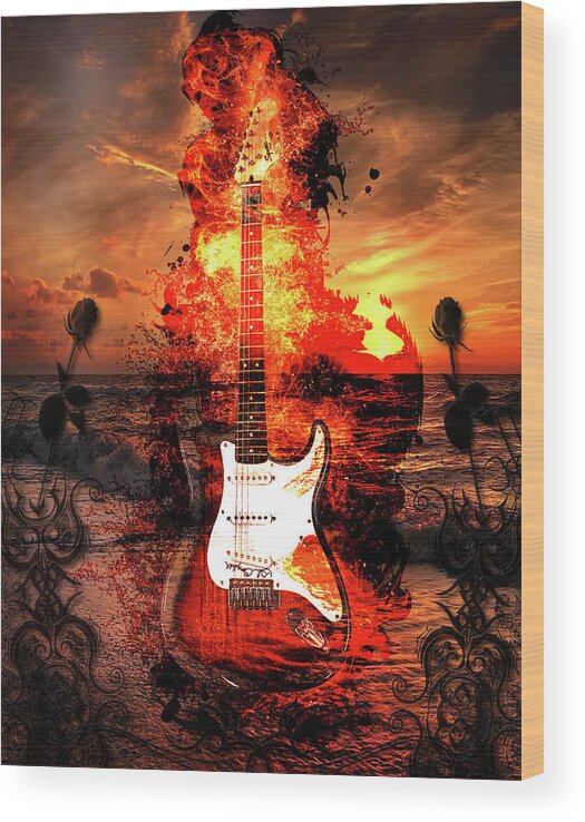 Dirty Strat Wood Print featuring the digital art Dirty Strat by Michael Damiani