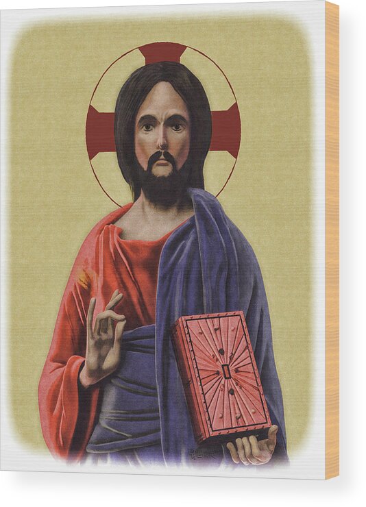 Pantocrator Wood Print featuring the digital art Dome Pantocrator by David Luebbert