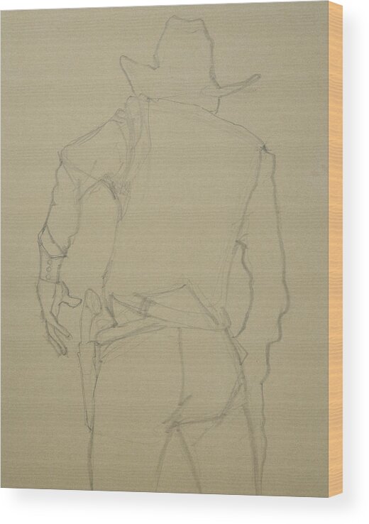 Cowboy Wood Print featuring the drawing Draw by Jani Freimann