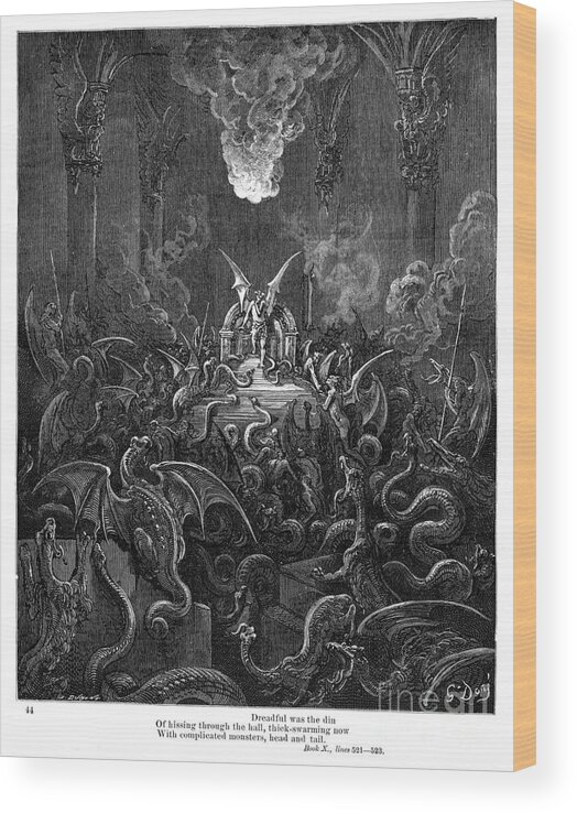 Gustave Dore Wood Print featuring the digital art Dreadful Was The Din Of Hissing by Thepalmer