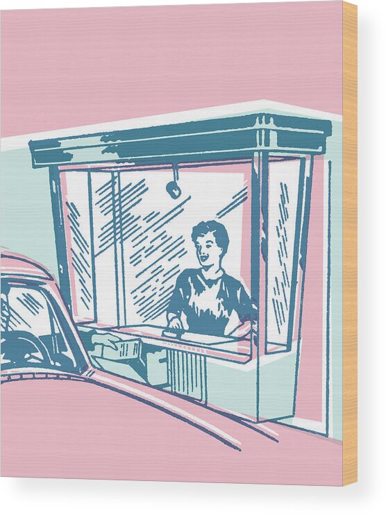 Asset Wood Print featuring the drawing Drive-through window by CSA Images