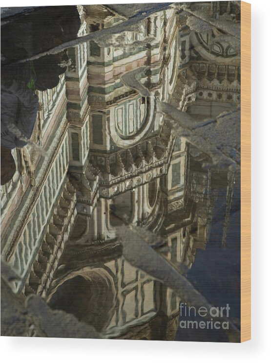 Wayne Moran Photography Wood Print featuring the photograph el Duomo The Florence Italy Cathedral Reflections by Wayne Moran