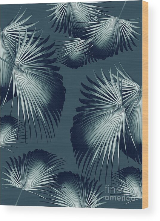 Collage Wood Print featuring the mixed media Fan Palm Leaves Paradise #12 #tropical #decor #art by Anitas and Bellas Art