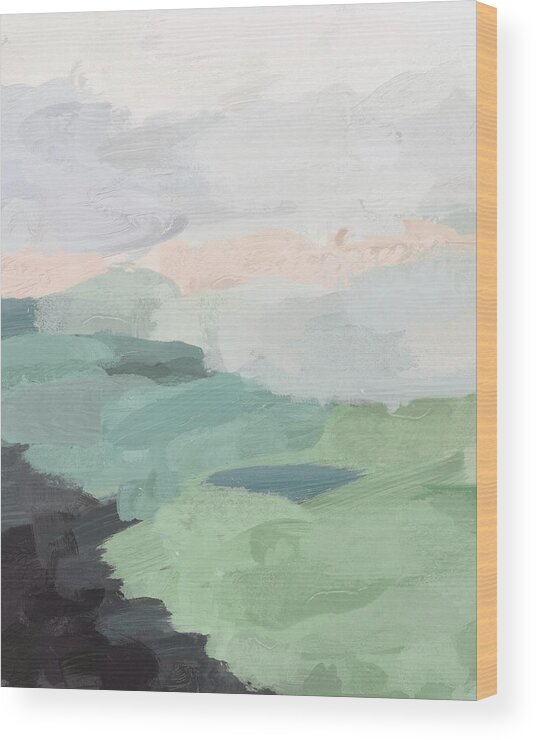 Seafoam Wood Print featuring the painting Farmland Sunset by Rachel Elise