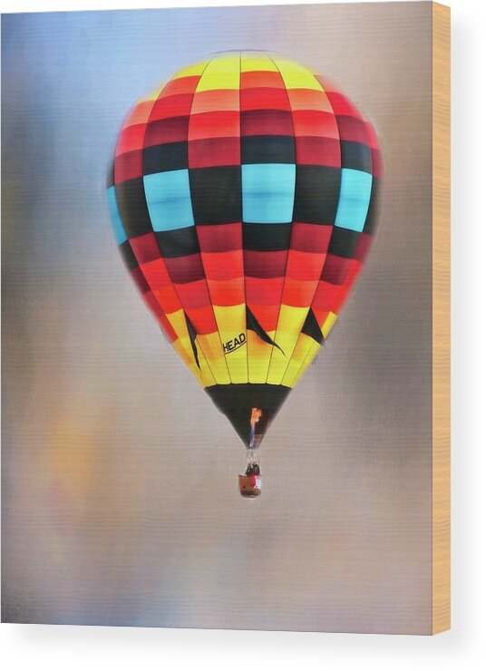 Fine Art Photography Wood Print featuring the photograph Flight of Fantasy, Hot Air Balloon by Zayne Diamond