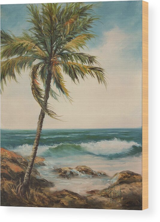 Beach Wood Print featuring the painting Florida is my home by Lynne Pittard