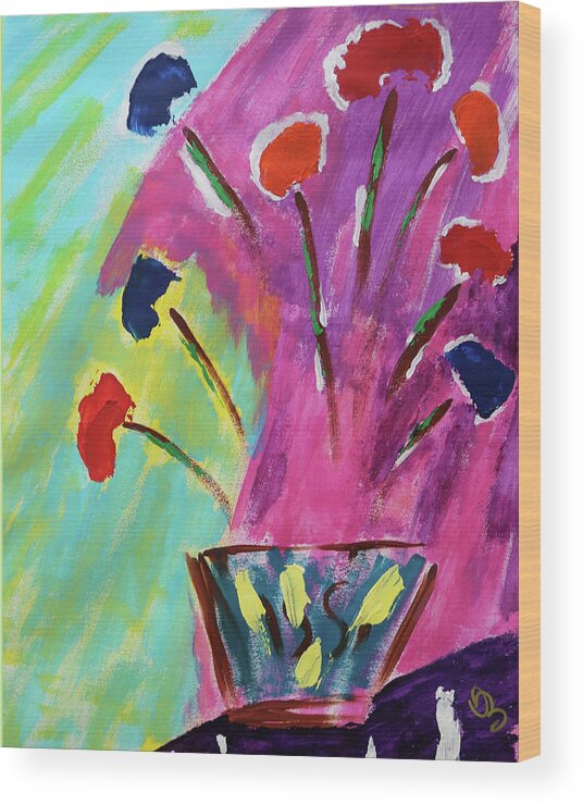 Flowers Wood Print featuring the painting Flowers Gone Wild by Deborah Boyd