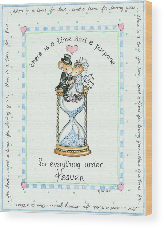 Two Mice (bride & Groom) Wood Print featuring the painting For Everything Under Heaven by Shelly Rasche