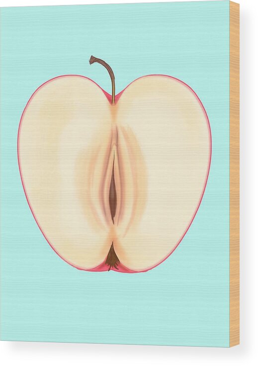 Apple Wood Print featuring the drawing Forbidden Fruit by Ludwig Van Bacon