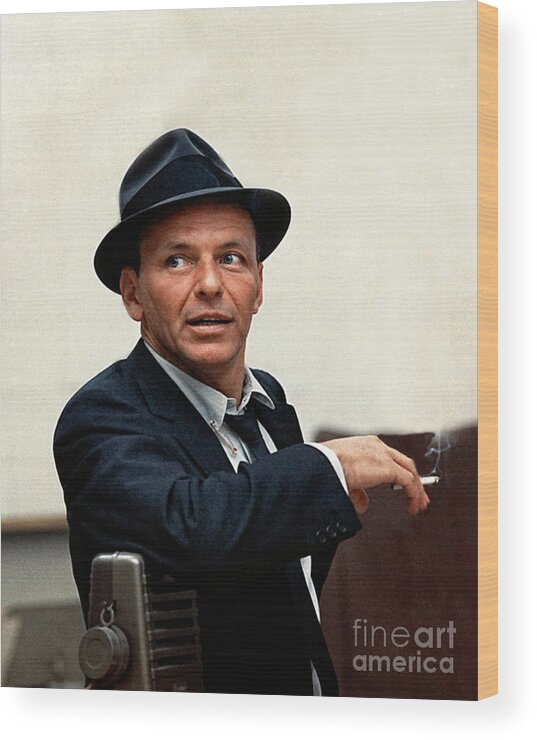 Sinatra Wood Print featuring the photograph Frank Sinatra at Capitol Records, 1953 by Doc Braham