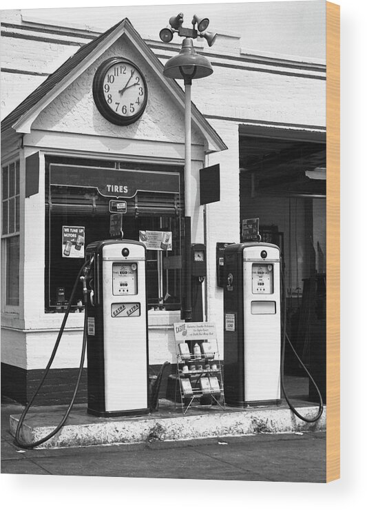 1950-1959 Wood Print featuring the photograph Gas Station by George Marks
