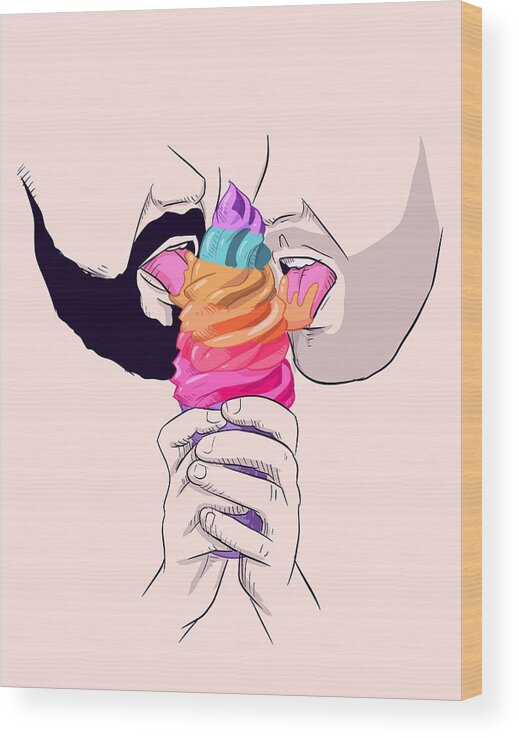 Gay Wood Print featuring the drawing Gay Ice Cream by Ludwig Van Bacon