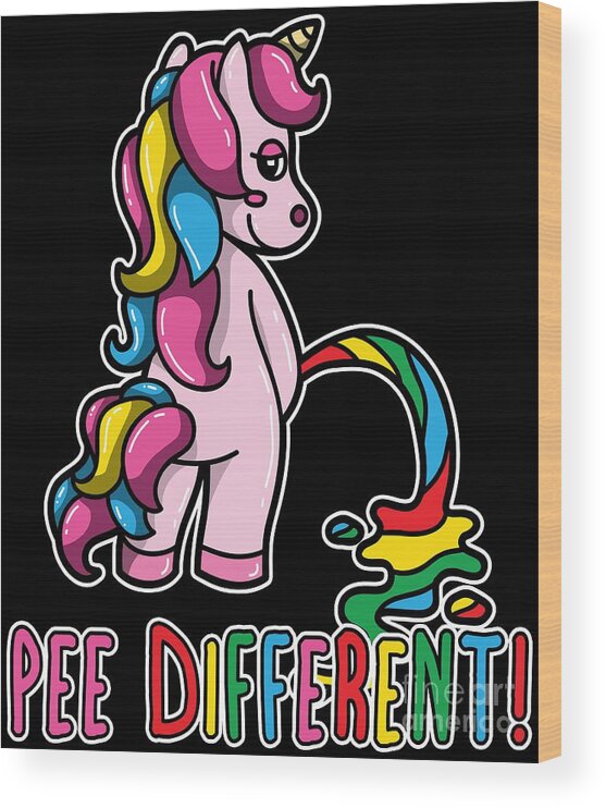 Gay Pride Unicorn Rainbow Flag Pee Different Funny Pun Wood Print by  Festivalshirt - Fine Art America
