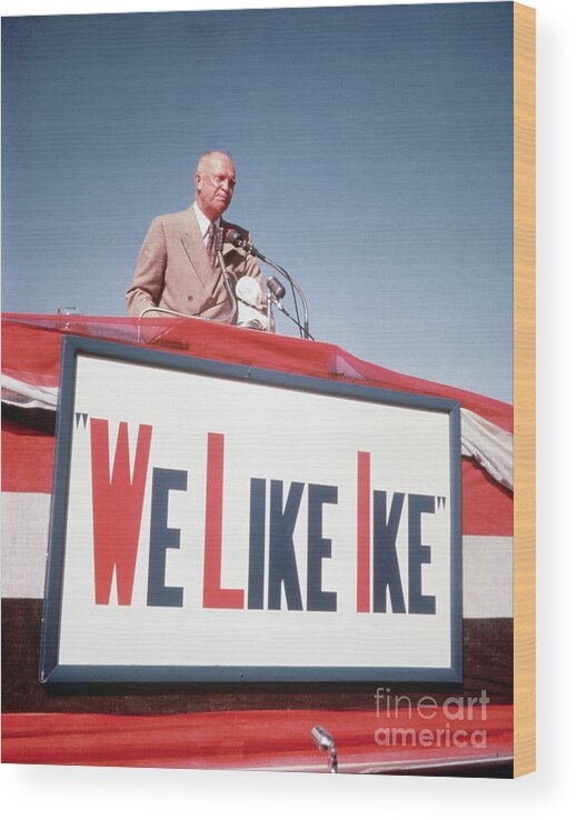 People Wood Print featuring the photograph General Dwight Eisenhower Campaigning by Bettmann