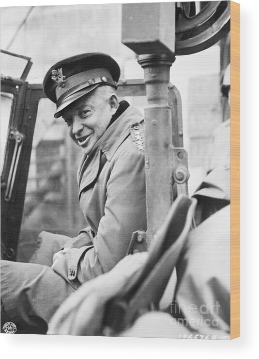Mature Adult Wood Print featuring the photograph General Eisenhower Visits Front Lines by Bettmann