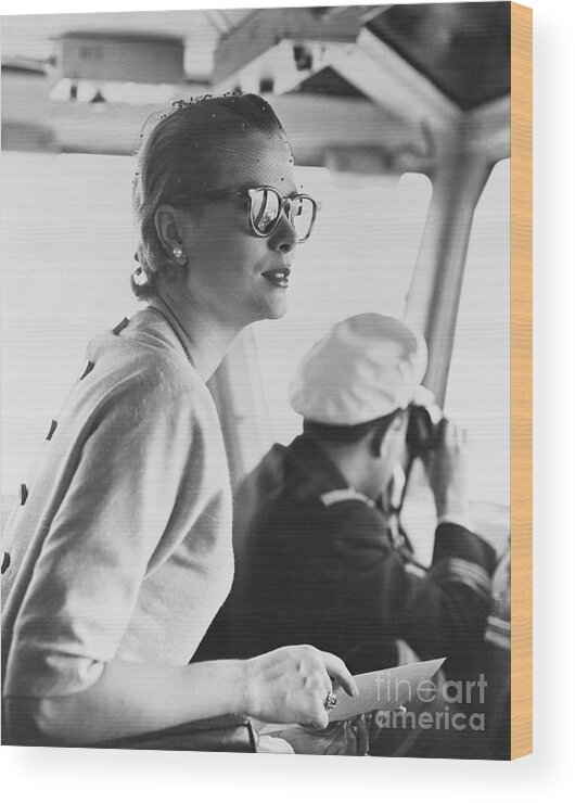 Wind Wood Print featuring the photograph Grace Kelly Observing Sailing Operations by Bettmann