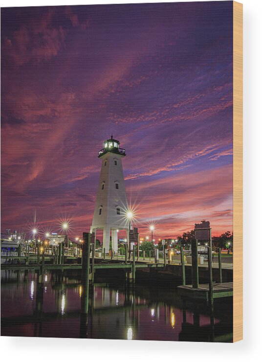 Lighthouse Wood Print featuring the photograph Gulfport Lighthouse by JASawyer Imaging
