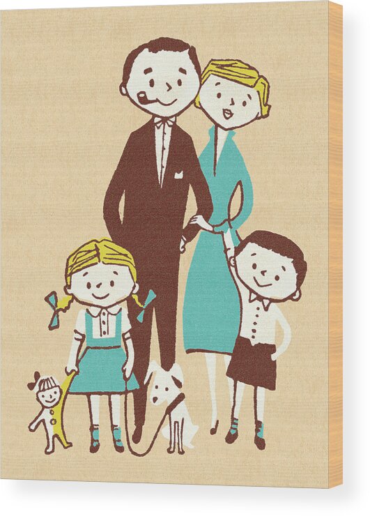 Adult Wood Print featuring the drawing Happy Family by CSA Images