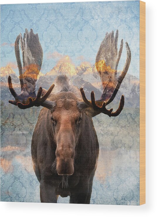 Moose Wood Print featuring the photograph Hometown Moose by Mary Hone