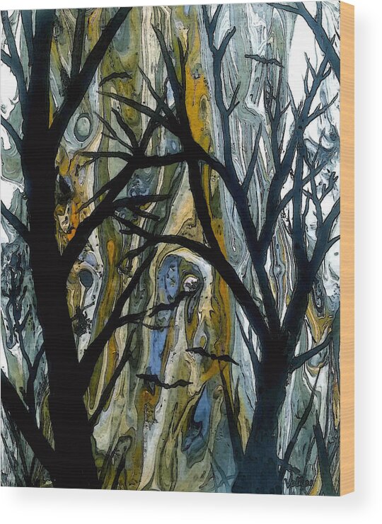 Forest Wood Print featuring the painting Into the Forest by Vallee Johnson