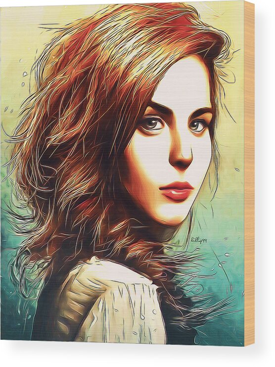 Paint Wood Print featuring the digital art Ivona portrait by Nenad Vasic