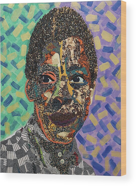James Baldwin - The Fire Next Time Is From My Black Icon Series And Just Captures The Poet Wood Print featuring the mixed media James Baldwin The Fire Next Time by Apanaki Temitayo M