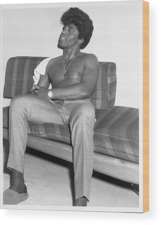 Three Quarter Length Wood Print featuring the photograph James Brown Backstage by Michael Ochs Archives