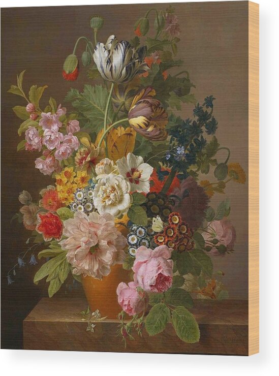 Flower Wood Print featuring the painting Jan Frans Van Dael 1764-1840 Flowers Bouquet 3 by Jan Frans Van Dael