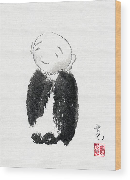 Jizo Wood Print featuring the painting Jizo by Oiyee At Oystudio