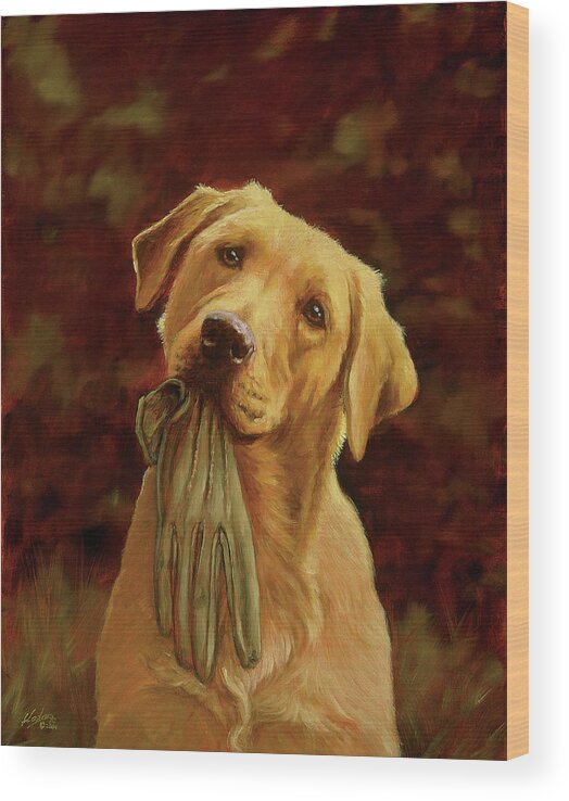 A Golden With A Glove In His Mouth
Dog
If The Glove Don?t Fit Wood Print featuring the painting Jsm5/a by John Silver