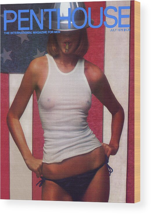 American Flag Wood Print featuring the photograph July 1976 Penthouse Cover Featuring Marsha L. Watkins by Penthouse