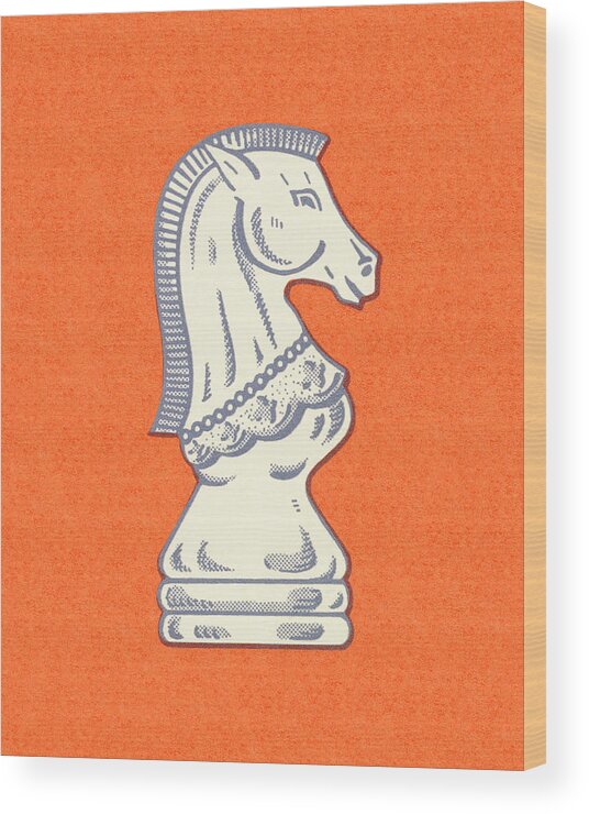 Campy Wood Print featuring the drawing Knight Chess Piece by CSA Images