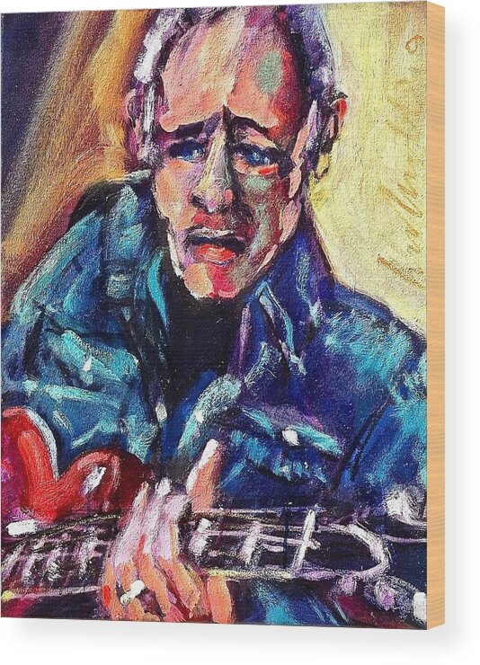 Painting Wood Print featuring the painting Knopfler by Les Leffingwell