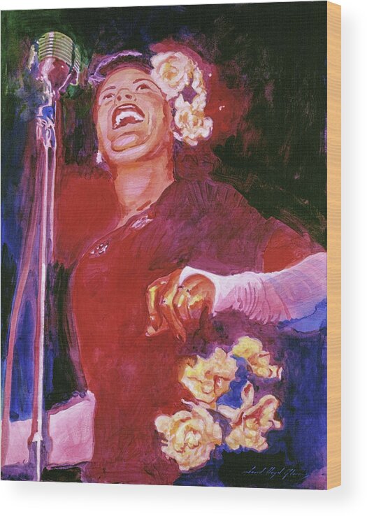 Jazz Wood Print featuring the painting Lady Day - Billie Holliday by David Lloyd Glover