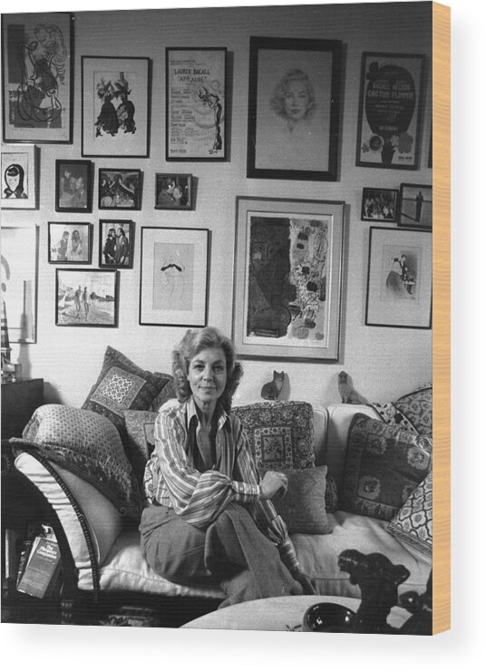 People Wood Print featuring the photograph Lauren Bacall At Her Home In The Dakota by New York Daily News Archive