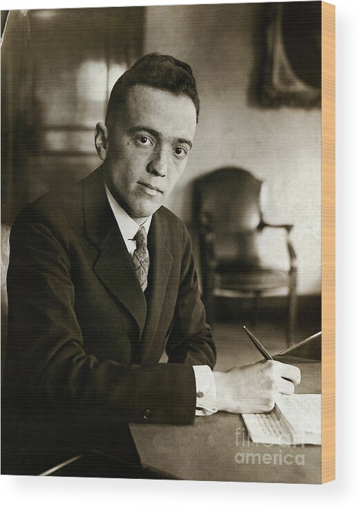 Young Men Wood Print featuring the photograph Law Student J. Edgar Hoover by Bettmann