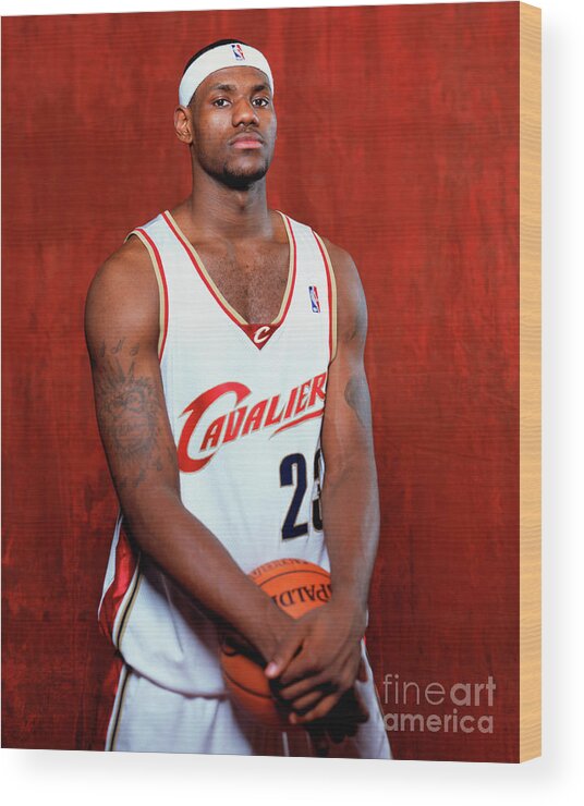 Nba Pro Basketball Wood Print featuring the photograph Lebron James Portraits by Nathaniel S. Butler