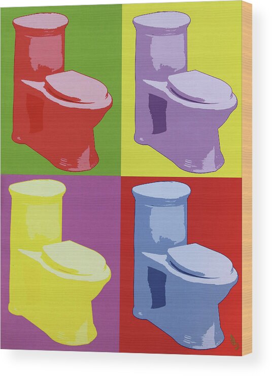 Toilette Wood Print featuring the digital art Les Toilettes by Deborah Boyd