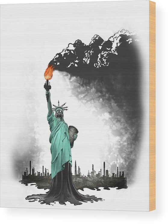 Usa Wood Print featuring the painting Liberty Oil by Sassan Filsoof