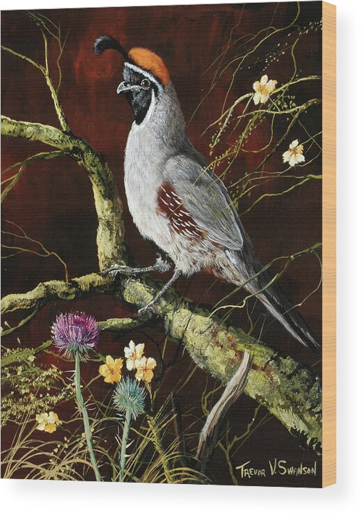 Wildlife Wood Print featuring the painting Lone Sentinel by Trevor V. Swanson