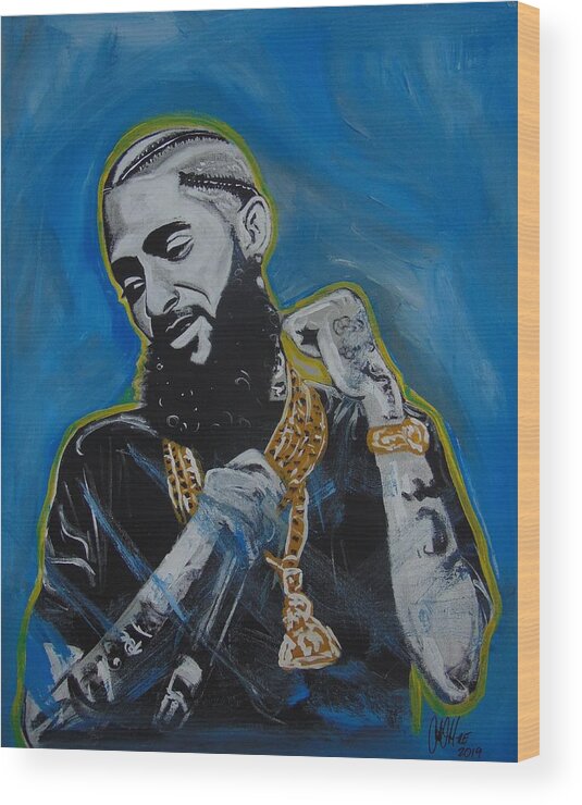 Nipsey Wood Print featuring the painting Long Live Nipsey by Antonio Moore