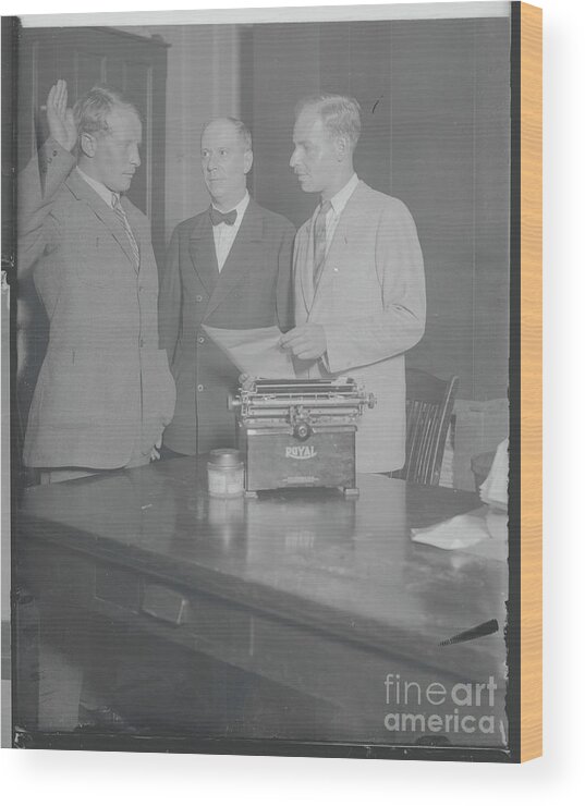 People Wood Print featuring the photograph Man Taking Us Citizenship Oath by Bettmann