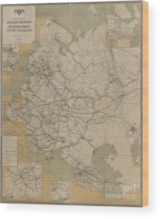Rail Transportation Wood Print featuring the drawing Map Of Roads, Railroads And Inland by Heritage Images
